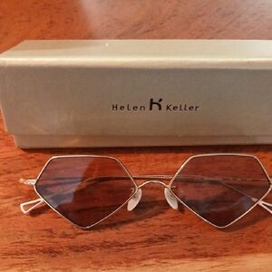 Geometric Sunglasses with Gold Frames